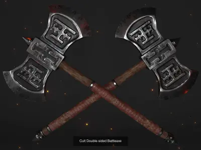 Fantasy Cults Axe Set - Plus Fire Ring 3D Model Collection