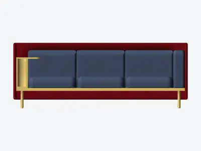 Sofa - Contemporary - Flame - Medium Work Shelf - Left Low-poly 3D model purchase
