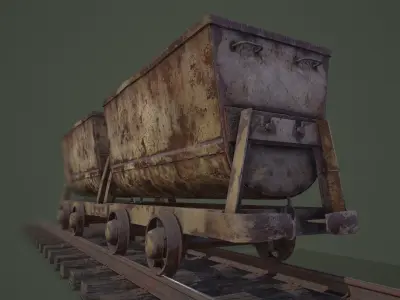Mine Trolley PBR Low-poly 3D model