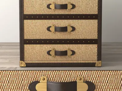 MAYFAIR RATTAN 3-DRAWER CUBE 3D model