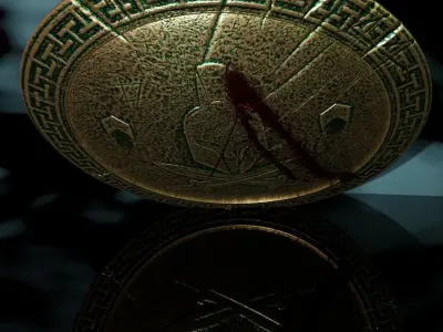 HopliteShield metal shield with blood Free low-poly 3D model