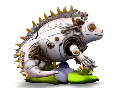 Steampunk Mechanical Lizard Low-poly 3D model