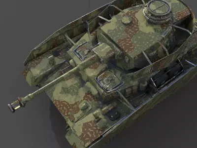 Panzer IV H medium tank Low-poly 3D model