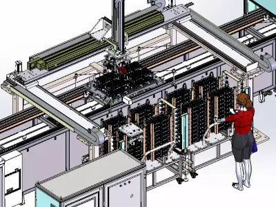 Cylindrical battery sorting and encapsulation production line 3D model