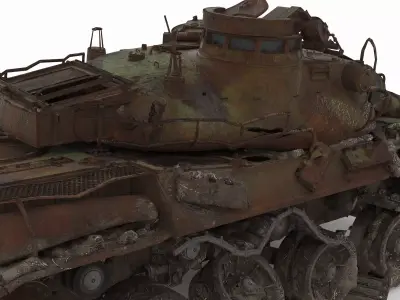 Tank AMX30b Wreck Low-poly 3D model