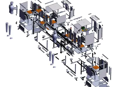 Automated assembly and tightening machine production line 3D model