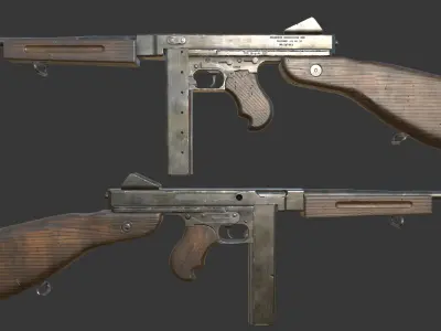 Thompson M1A1 - Low poly Low-poly 3D model