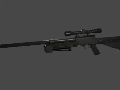 3D Sniper Low Poly - Model and Textures Low-poly 3D model