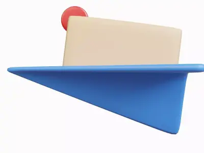 Paper Plane with Notification Mail 3D model