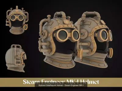 Stylized Steampunk Helmet Pack