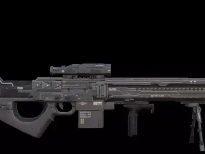 Sci-Fi Heavy Railgun Anti Material Sniper Rifle Game Ready Low-poly 3D model