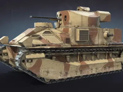 Vickers Medium Mk II Low-poly 3D model