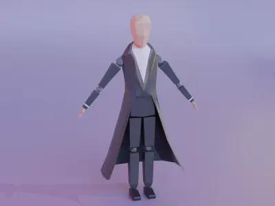 Low Poly Detective man in trench coat Free low-poly 3D model