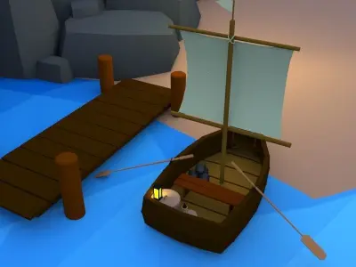 Low Poly Boat Free low-poly 3D model