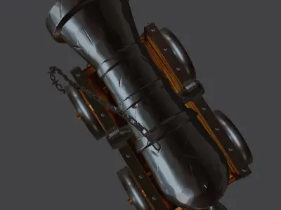 Cartoon Style Old Vessel Cannon 3D model