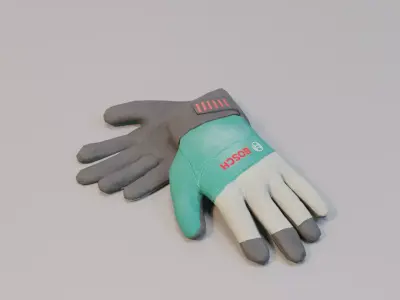 Realistic Bosch Industrial Glove with PBR Texture Low-poly 3D model