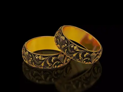 Men Antique floral carvings eternity band Ring v5 3D print model