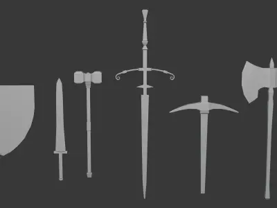 Simple Medieval Weapon Pack Low-poly 3D model