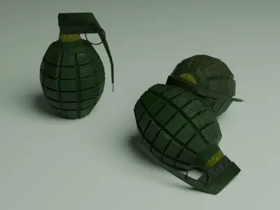 Realistic Military Grenade 3D Model - PBR Textures - Low Poly Low-poly 3D model