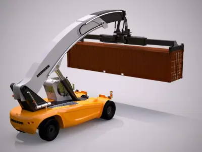 Liebherr Reachstacker and 40ft Container 3D model