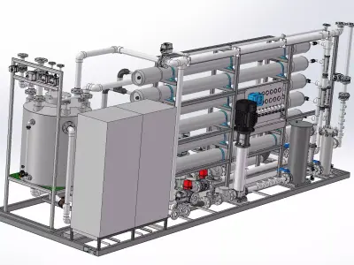 Skid-Mounted Two-Stage Low-Pressure Reverse Osmosis System  3D model