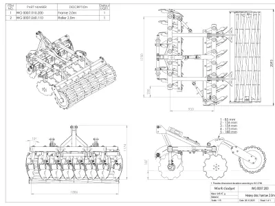 WG 0007 - mounted heavy disc harrow 2m 3D model