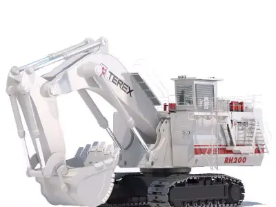Mining Excavator Terex Rh200 Backhoe 3D model