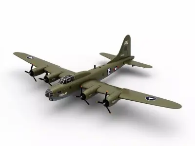 Boeing B29 Bomber 3D Model World War II Aircraft Low-poly 3D model