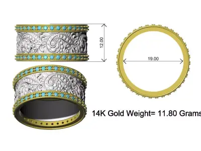 Floral Ring Band Diamond Jewelry Design  3D print model