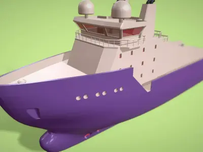 Low Poly Marine Supply Vessel Ship Model 2 Low-poly 3D model