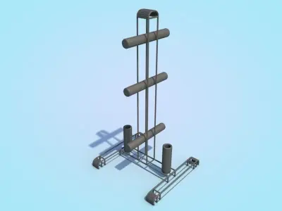 Weight plate tree with bar holder Low-poly 3D model