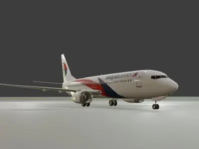Malaysia Airlines Boeing 737-800 3D Model with cockpit Low-poly 3D model