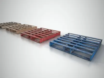 Wood Pallet Low-poly 3D model 5