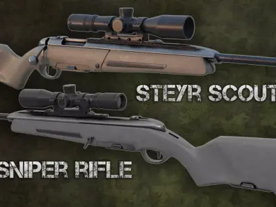 Steyr Scout Sniper Rifle Low-poly 3D model
