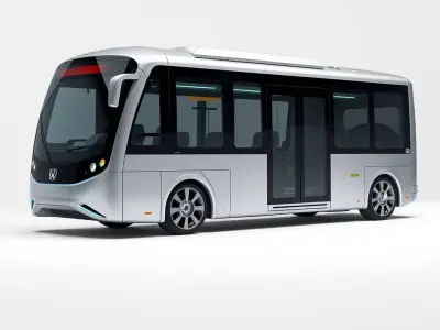 Futuristic Silver Bus model pack Low-poly 3D model