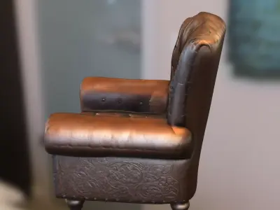 Vintage Leather Armchair Low-poly 3D model