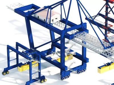 Professional Port Container Terminal Equipment Pack Low-poly 3D model