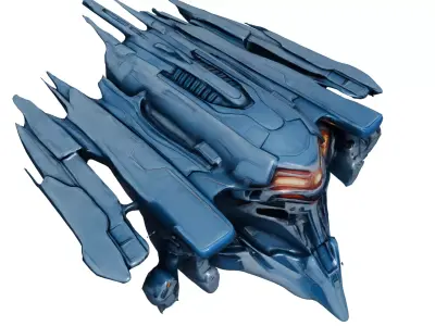 Aether Strike Spaceship Lowpoly GameReady PBR Low-poly 3D model