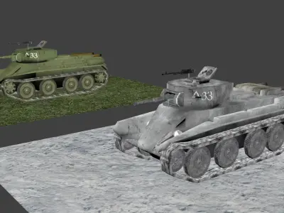 BT-7 - Summer and  Winter camoflauge Low-poly 3D model