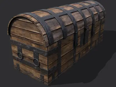 Medieval Chest Iron Bound Decor Low-poly 3D model