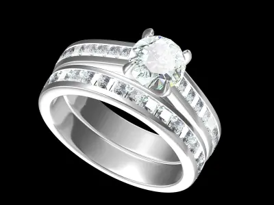 Solitair Ring Bridal Set 3D print model 29