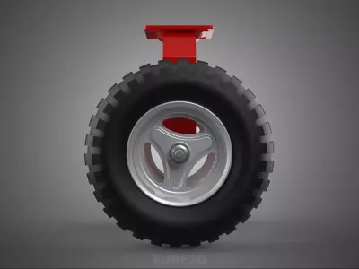 PAIR SET HEAVY DUTY DUAL 2 SWIVEL RIGID FIXED CASTER WHEEL TIRE 3D model