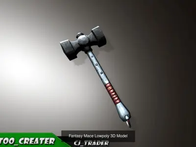 Fantasy Mace - Hammer Collection Pack Low-Poly 3D Model