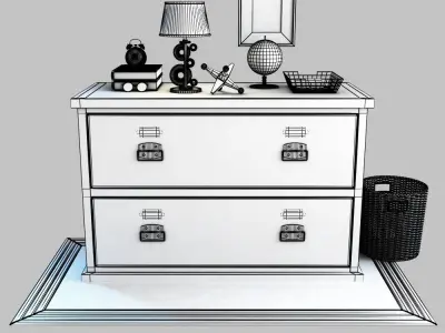 Bedford Lateral File Cabinet Antique White 3D model