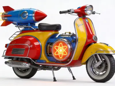 Classic Atompunk Jet Assisted Scooter 3D Model Low-poly 3D model