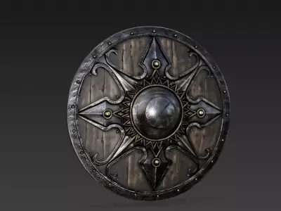 Dark Fantasy Viking Round Shield PBR Game Ready 3D model