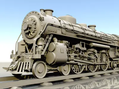 steam engine locomotive Low-poly 3D model purchase