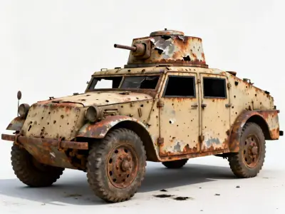 Realistic Wrecked Armored Vehicle 3D Model Low-poly 3D model