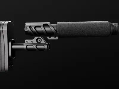 Odin Works Zulu 2 Adjustable AR15 Buttstock Low-poly 3D model