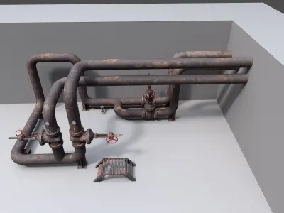 Industrial vapor pipelines Low-poly 3D model